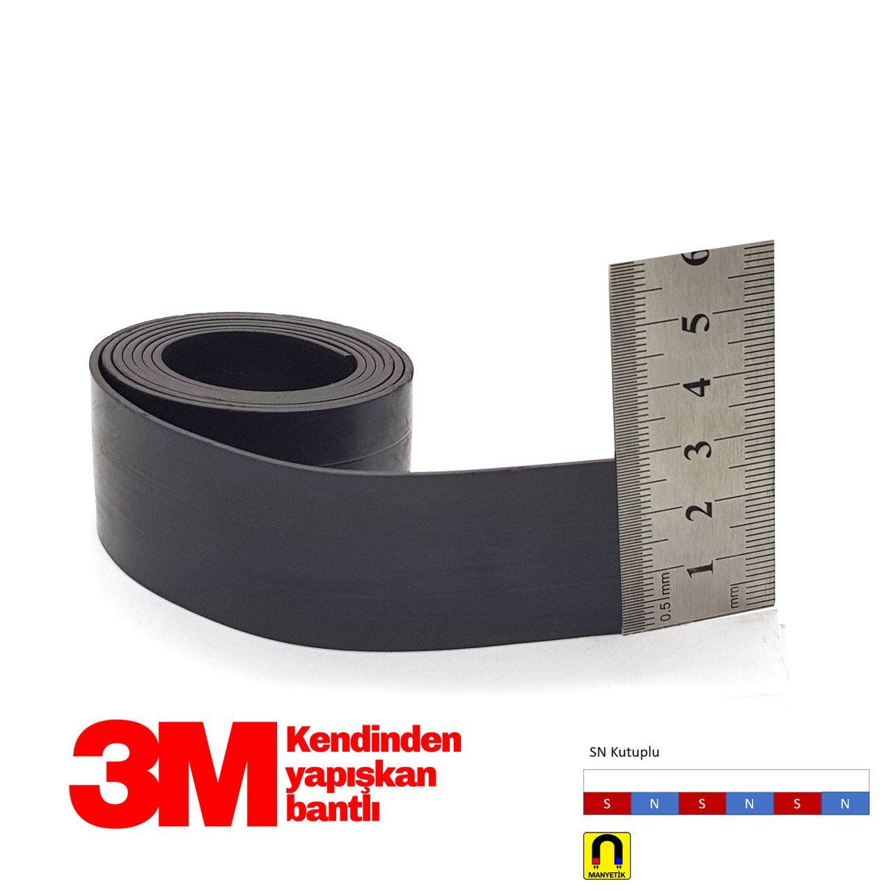 30x1,5mm 3M Kendinden Yapışkanlı Esnek Şerit Mıknatıs