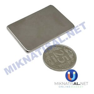 Boy 40mm  En 25mm Kalınlık 3mm N35 seri Güçlü Neodyum Mıknatıs