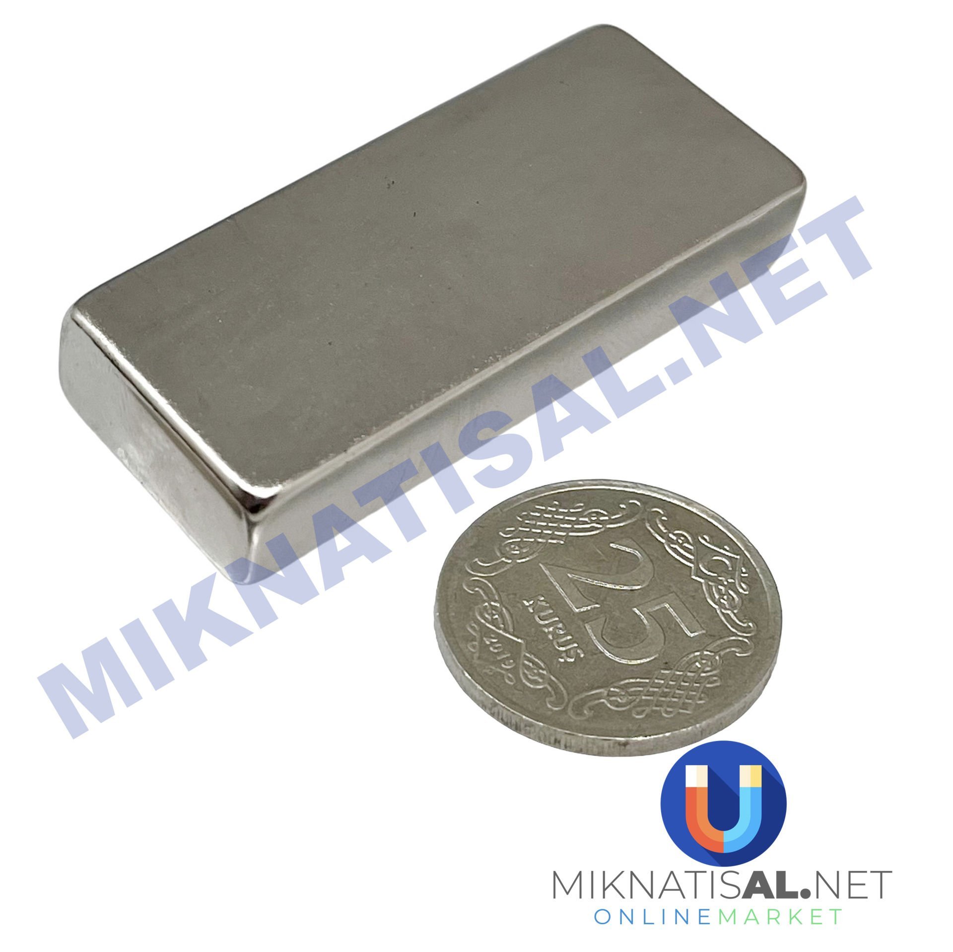 Boy 50mm  En 20mm Kalınlık 10mm N35 seri Güçlü Neodyum Mıknatıs