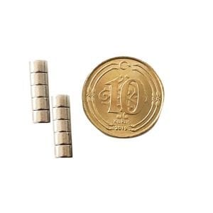 100'LÜ PAKET Çap 3mm Kalınlık 2mm N35 Seri Güçlü Neodyum Mıknatıs