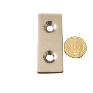 2\'Lİ PAKET 50x20x3mm (10-5mm) 2 Havşalı N35 Güçlü Neodyum Mıknatıs