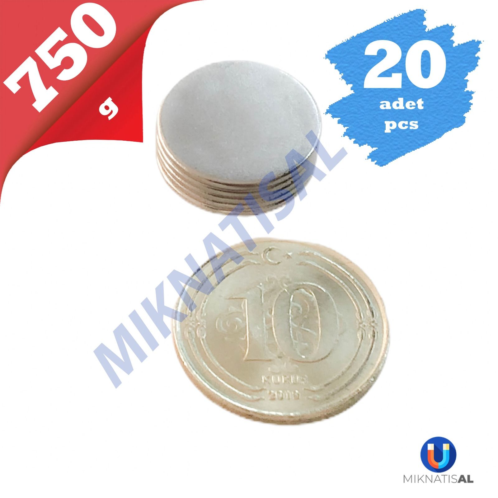 20'Lİ PAKET Çap 15mm Kalınlık 1mm N35 Silindir Güçlü Mıknatıs