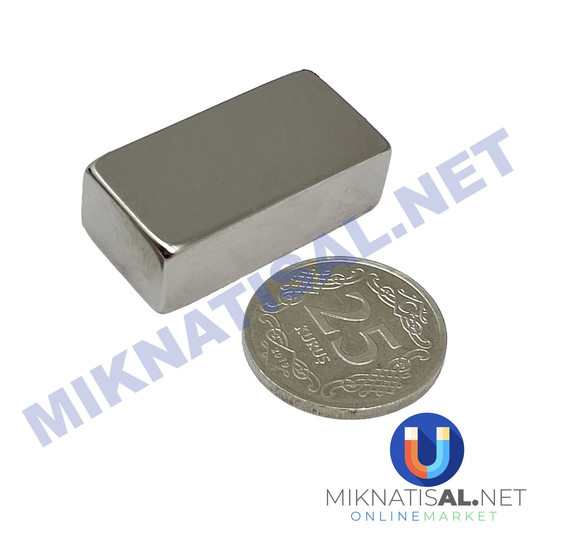 Boy 30mm  En 15mm Kalınlık 10mm N35 seri Güçlü Neodyum Mıknatıs