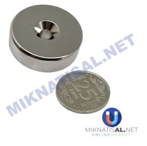 30x10 mm (10-5mm) N35 Havşalı Güçlü Neodyum Mıknatıs