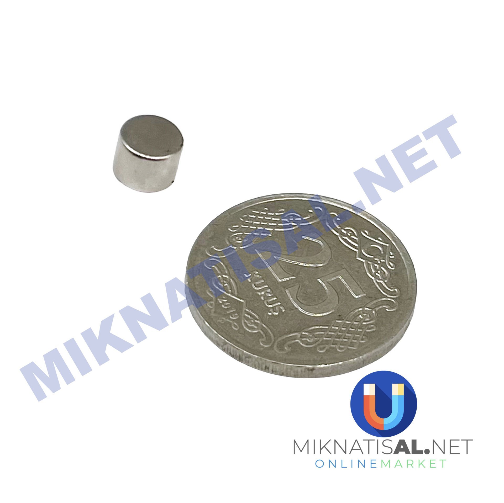 Çap 6mm Kalınlık 5mm N35 Silindir Güçlü Mıknatıs