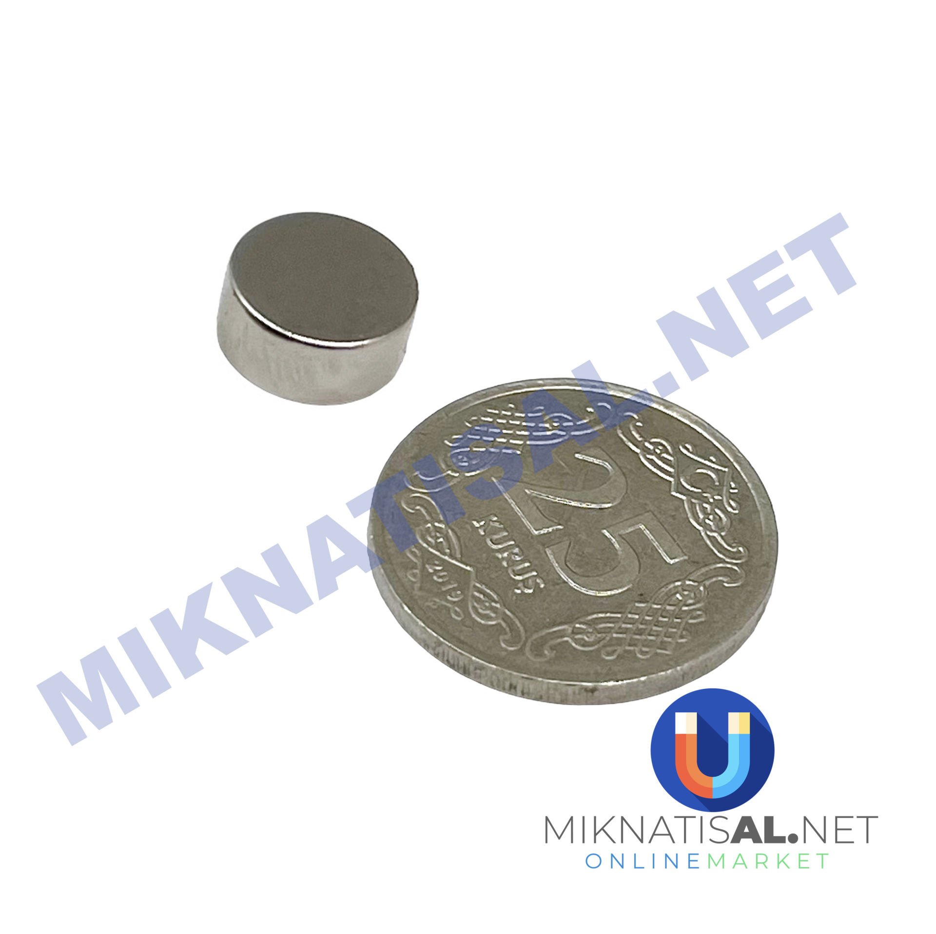Çap 10mm Kalınlık 5mm N35 Silindir Güçlü Mıknatıs