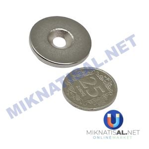 25x3 mm (6-3mm) N35 Havşalı Güçlü Neodyum Mıknatıs