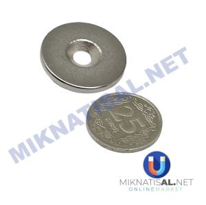 25x3 mm (8-4mm) N35 Havşalı Güçlü Neodyum Mıknatıs