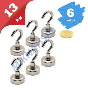 6'LI PAKET 20mm Neodyum Kancalı Pot Mıknatıs