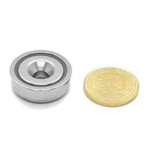 6\'LI PAKET 20mm Neodyum Havşa Delikli Pot Mıknatıs - Gömme Vidalanabilir Pot Mıknatıs