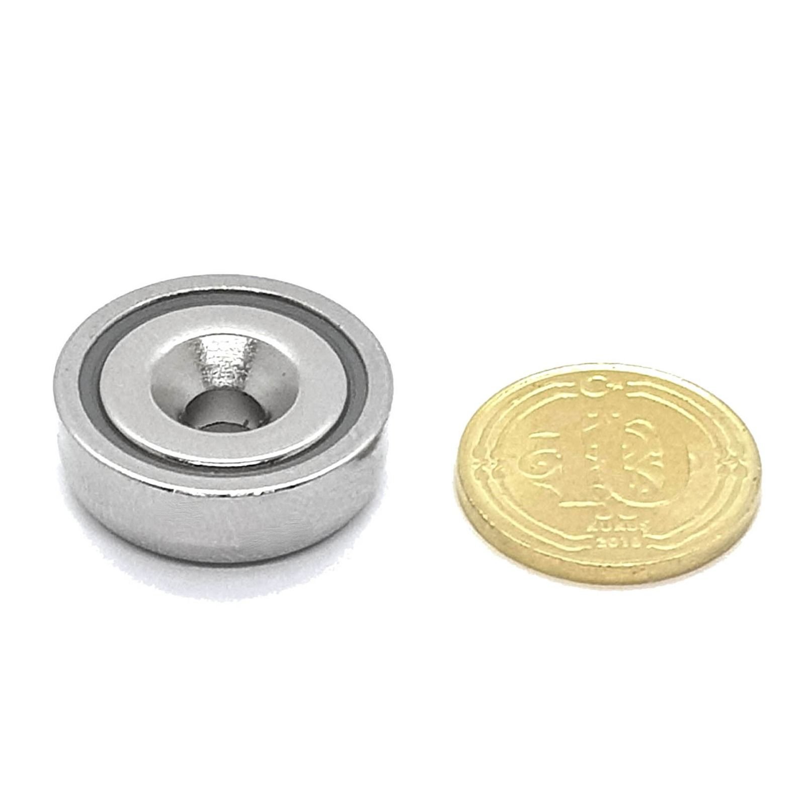 6\'LI PAKET 20mm Neodyum Havşa Delikli Pot Mıknatıs - Gömme Vidalanabilir Pot Mıknatıs