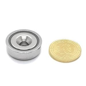 6\'LI PAKET 20mm Neodyum Havşa Delikli Pot Mıknatıs - Gömme Vidalanabilir Pot Mıknatıs