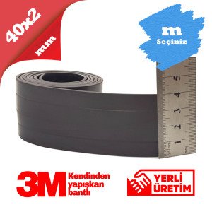 40x2mm 3M Kendinden Yapışkanlı Esnek Şerit Mıknatıs