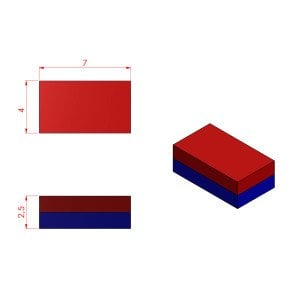 Boy 7mm  En 4mm Kalınlık 2,5mm N35 seri Güçlü Neodyum Mıknatıs