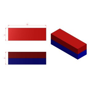 Boy 15mm  En 5mm Kalınlık 5mm N35 seri Güçlü Neodyum Mıknatıs