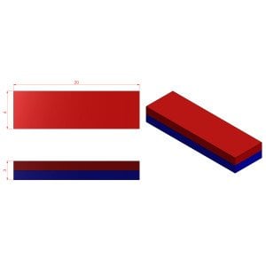 Boy 20mm  En 6mm Kalınlık 3mm N35 seri Güçlü Neodyum Mıknatıs