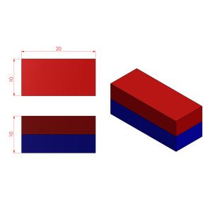 Boy 20mm  En 10mm Kalınlık 10mm N35 seri Güçlü Neodyum Mıknatıs