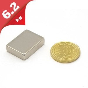 Boy 20mm  En 15mm Kalınlık 5mm N35 seri Güçlü Neodyum Mıknatıs