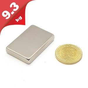 Boy 30mm  En 20mm Kalınlık 5mm N35 seri Güçlü Neodyum Mıknatıs