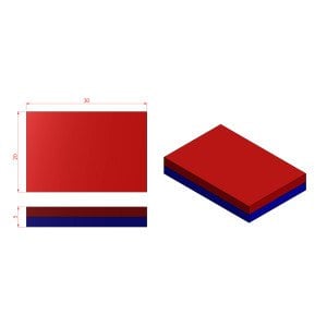 Boy 30mm  En 20mm Kalınlık 5mm N35 seri Güçlü Neodyum Mıknatıs