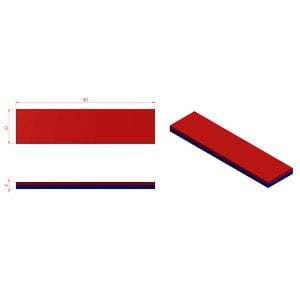 Boy 40mm  En 10mm Kalınlık 2mm N35 seri Güçlü Neodyum Mıknatıs