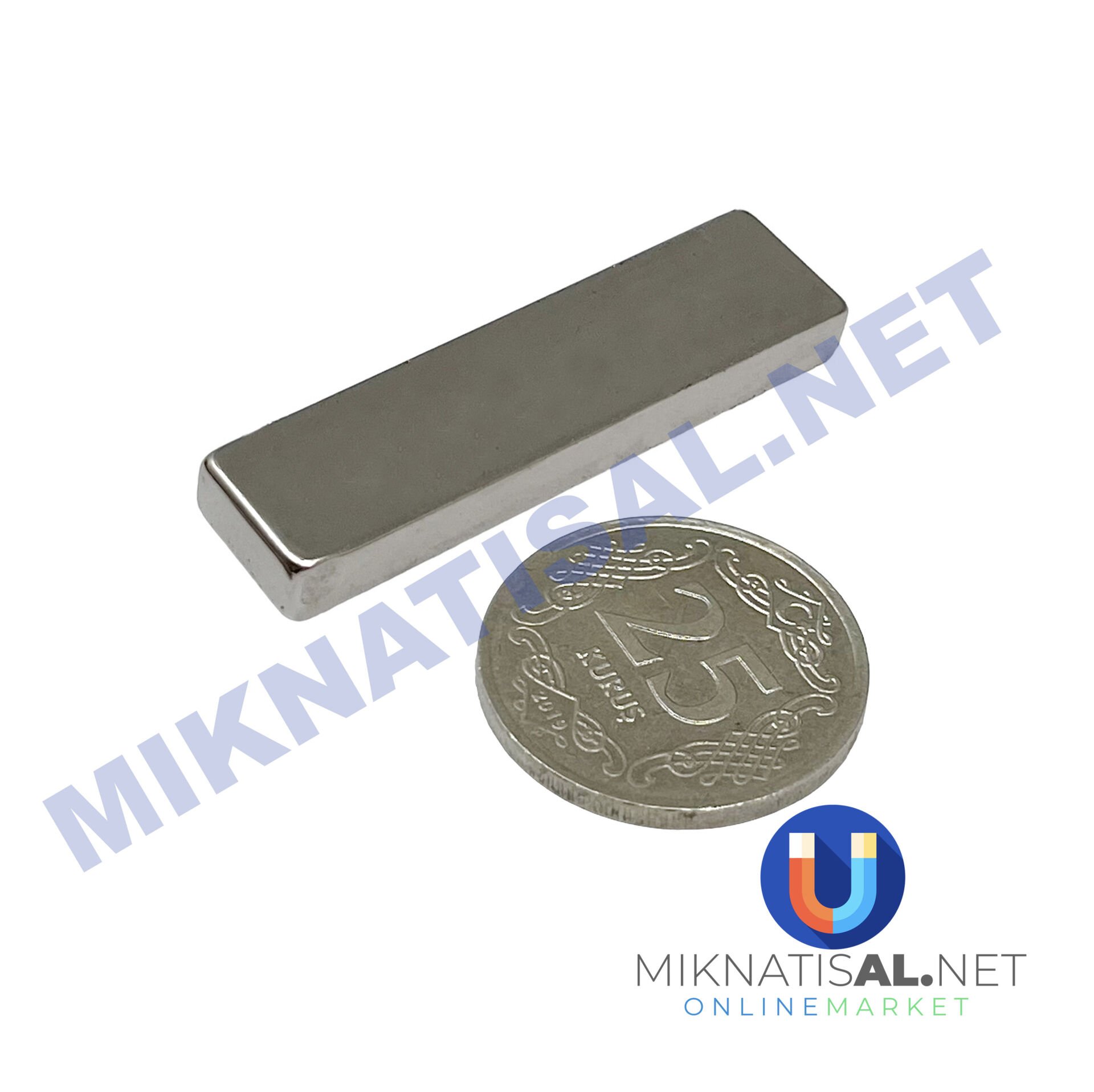 Boy 40mm  En 10mm Kalınlık 5mm N35 seri Güçlü Neodyum Mıknatıs