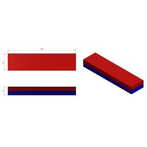 Boy 40mm  En 10mm Kalınlık 5mm N35 seri Güçlü Neodyum Mıknatıs