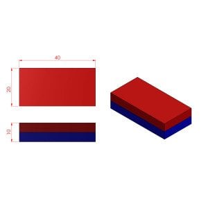 Boy 40mm  En 20mm Kalınlık 10mm N35 seri Güçlü Neodyum Mıknatıs