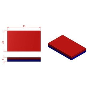 Boy 40mm  En 25mm Kalınlık 5mm N35 seri Güçlü Neodyum Mıknatıs 40x25x5