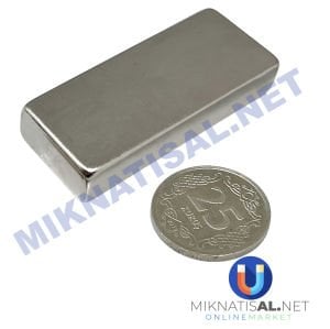 Boy 50mm  En 20mm Kalınlık 10mm N35 seri Güçlü Neodyum Mıknatıs