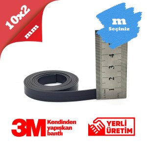 10x2mm 3M Kendinden Yapışkanlı Esnek Şerit Mıknatıs