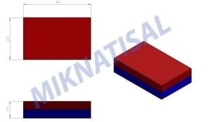 Boy 40mm En 25mm Kalınlık 10mm N35 Seri Güçlü Neodyum Mıknatıs 40x25x10