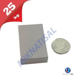 Boy 40mm En 25mm Kalınlık 10mm N35 Seri Güçlü Neodyum Mıknatıs 40x25x10