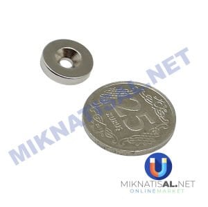 10'LU PAKET 12x3mm (6x3mm) N35 Havşalı Güçlü Neodyum Mıknatıs