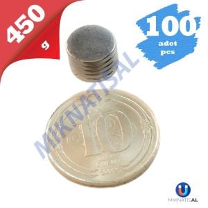 100'LÜ PAKET Çap 8,5mm Kalınlık 1,2mm N35 Silindir Güçlü Mıknatıs