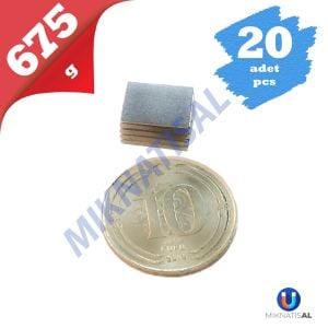 20'Lİ PAKET Boy 10mm En 8mm Kalınlık 1,3mm N35 Köşeli Güçlü Neodyum Mıknatıs