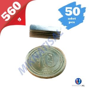 50'Lİ PAKET Boy 15mm En 3,5mm Kalınlık 1,4mm N35 Köşeli Güçlü Neodyum Mıknatıs