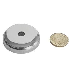 6'LI PAKET 32mm Neodyum Havşa Delikli Pot Mıknatıs - Gömme Vidalanabilir Pot Mıknatıs