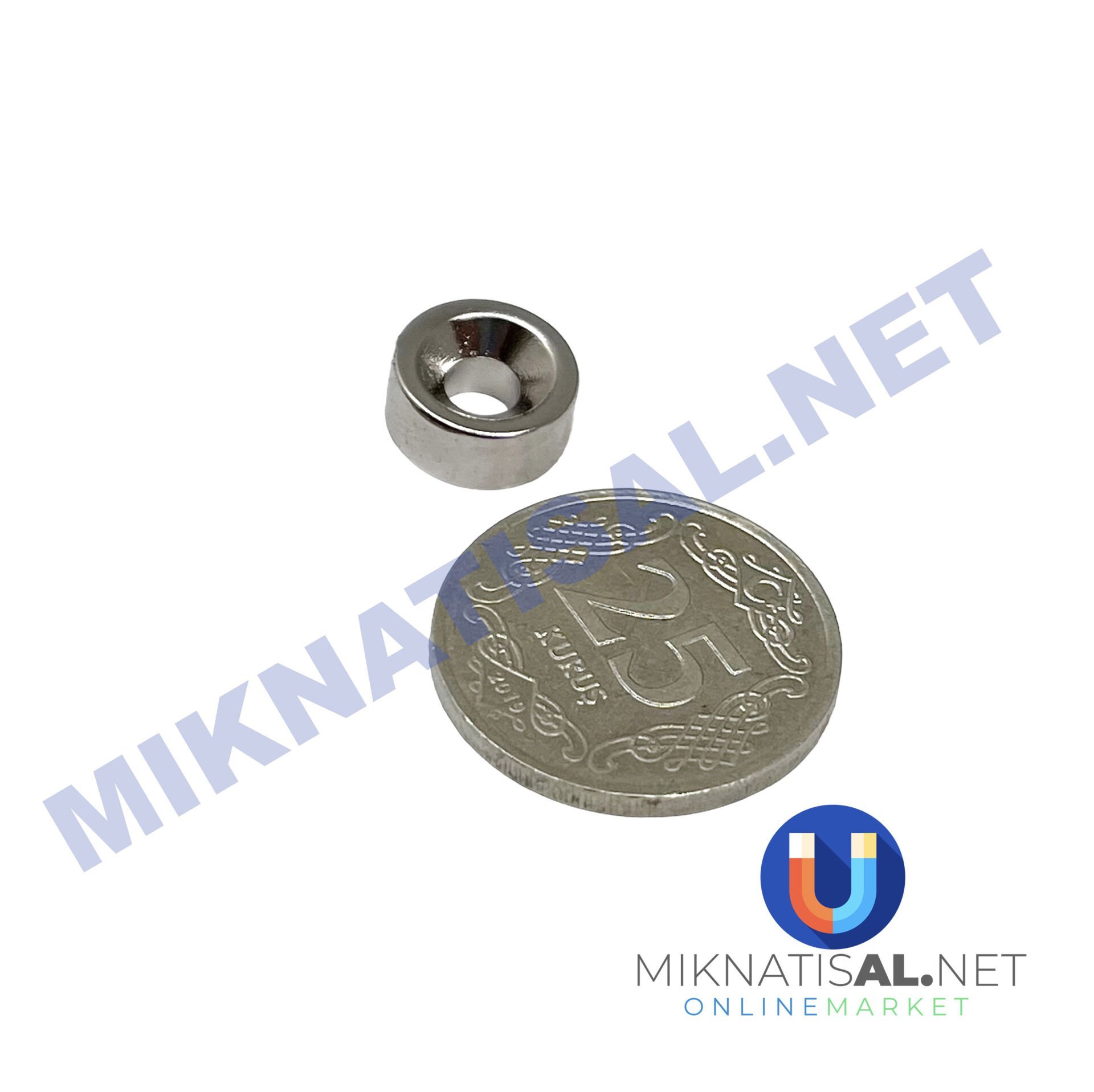 10x5 mm (7-4mm) N35 Havşalı Güçlü Neodyum Mıknatıs