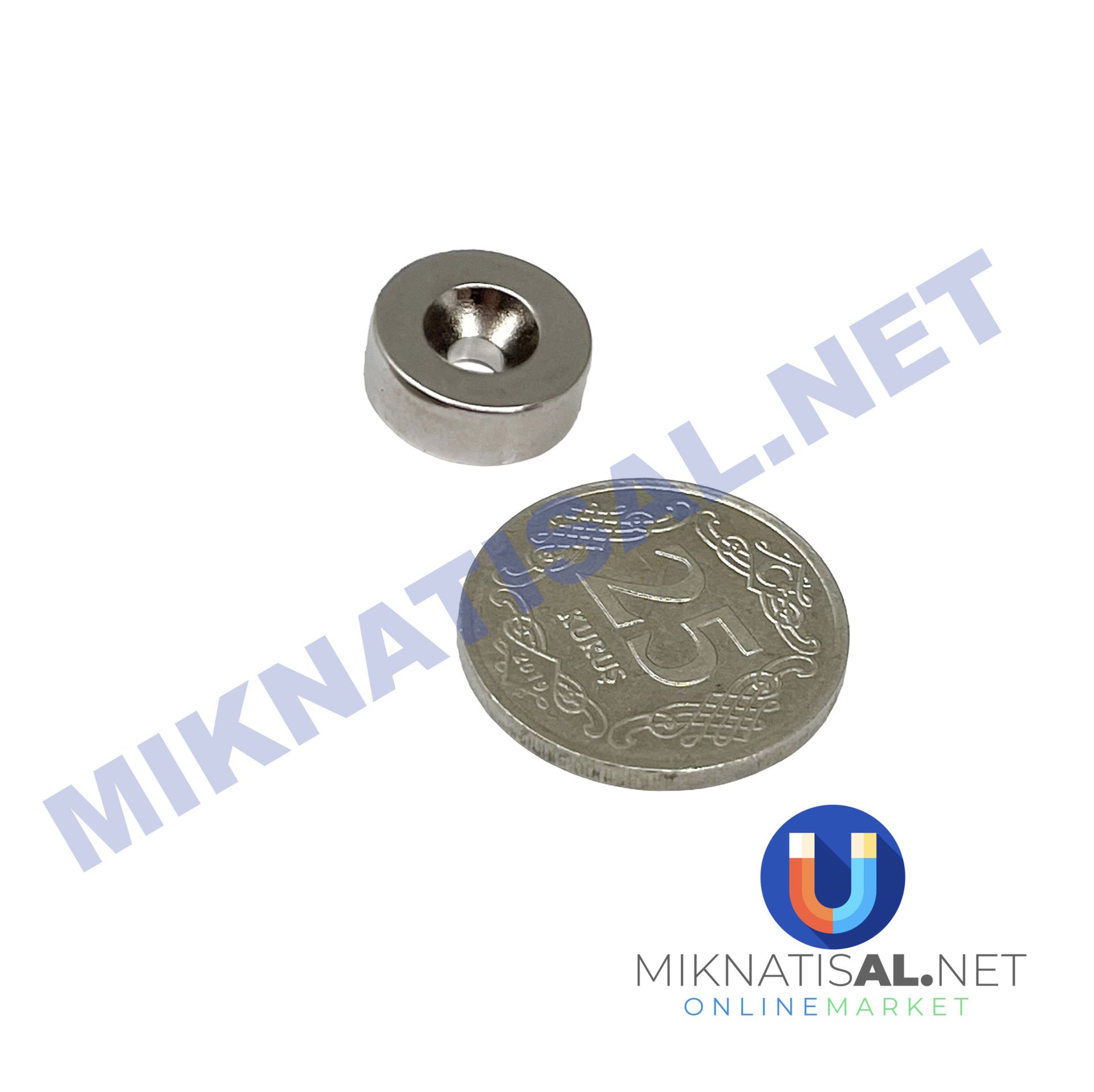 12x5 mm (7-4mm) N35 Havşalı Güçlü Neodyum Mıknatıs