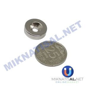12x5 mm (6-3mm) N35 Havşalı Güçlü Neodyum Mıknatıs