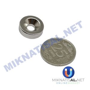 20x5 mm (10-5mm) N35 Havşalı Güçlü Neodyum Mıknatıs