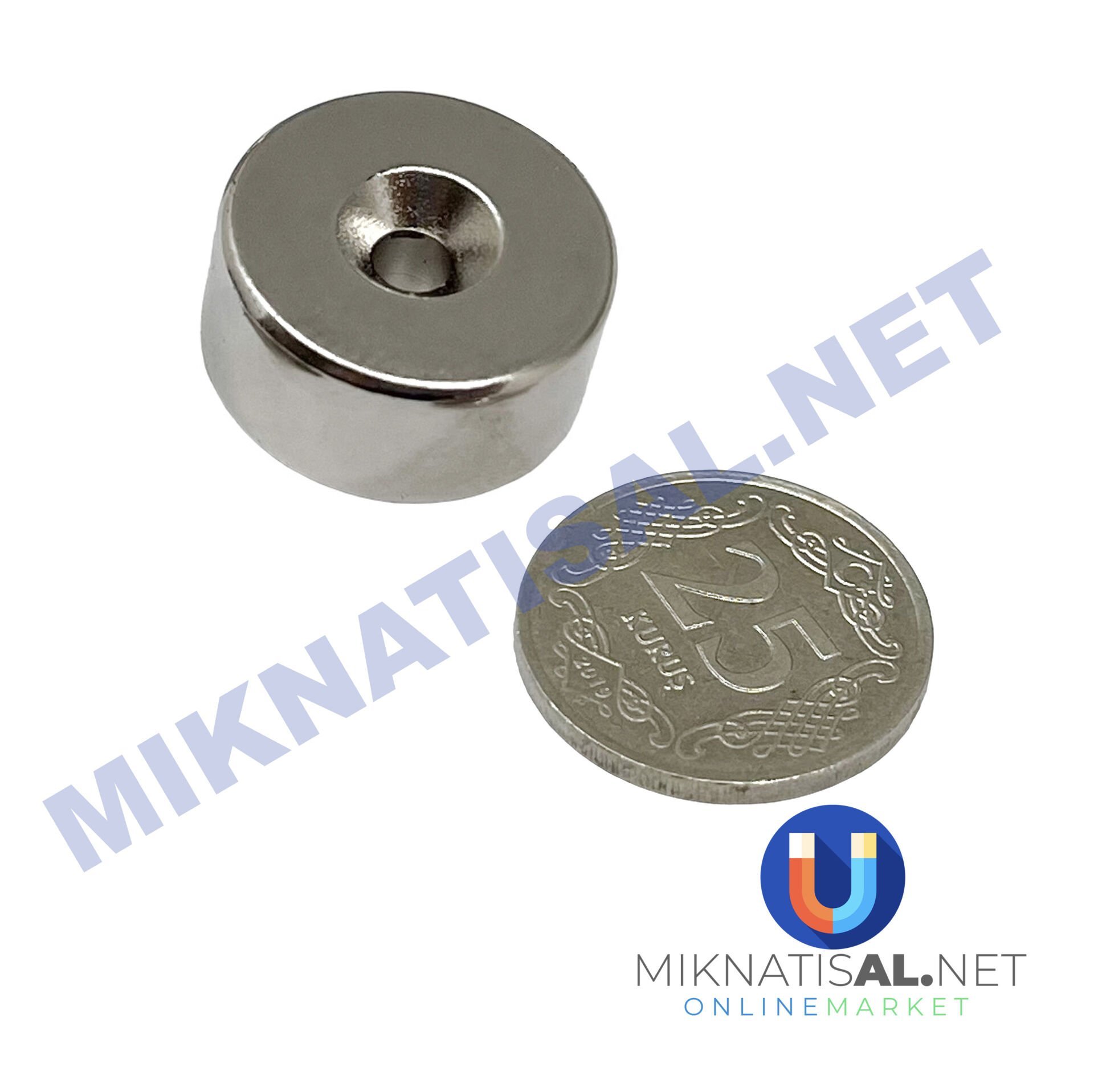 20x10 mm (8-4mm) N35 Havşalı Güçlü Neodyum Mıknatıs