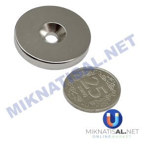 30x5 mm (10-5mm) N35 Havşalı Güçlü Neodyum Mıknatıs