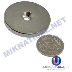 40x5 mm (10-5mm) N35 Havşalı Güçlü Neodyum Mıknatıs