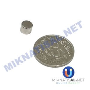 Çap 6mm Kalınlık 5mm N35 Silindir Güçlü Mıknatıs