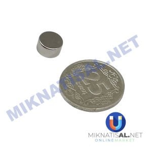 Çap 8mm Kalınlık 5mm N35 Silindir Güçlü Mıknatıs