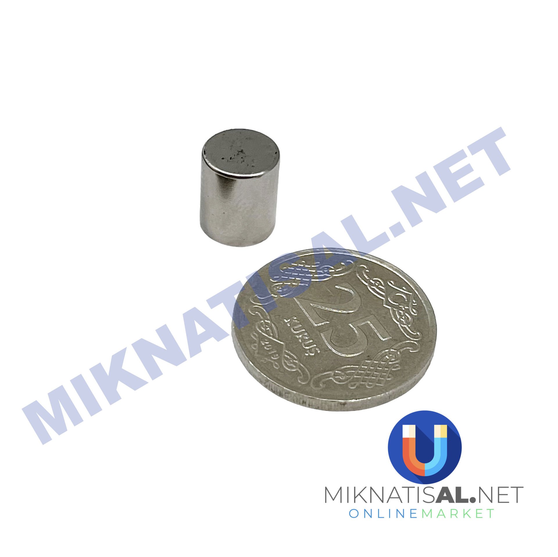 Çap 8mm Kalınlık 10mm N35 Silindir Güçlü Mıknatıs