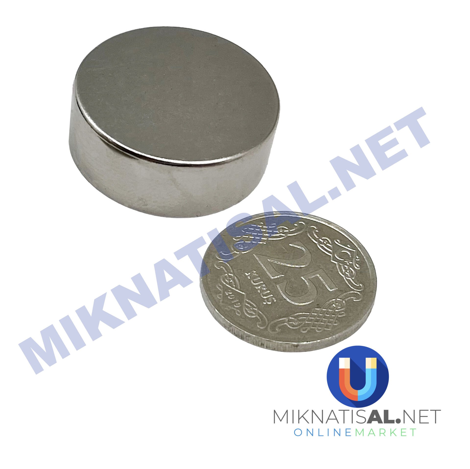 Çap 25mm Kalınlık 10mm N35 Silindir Güçlü Mıknatıs 25x10