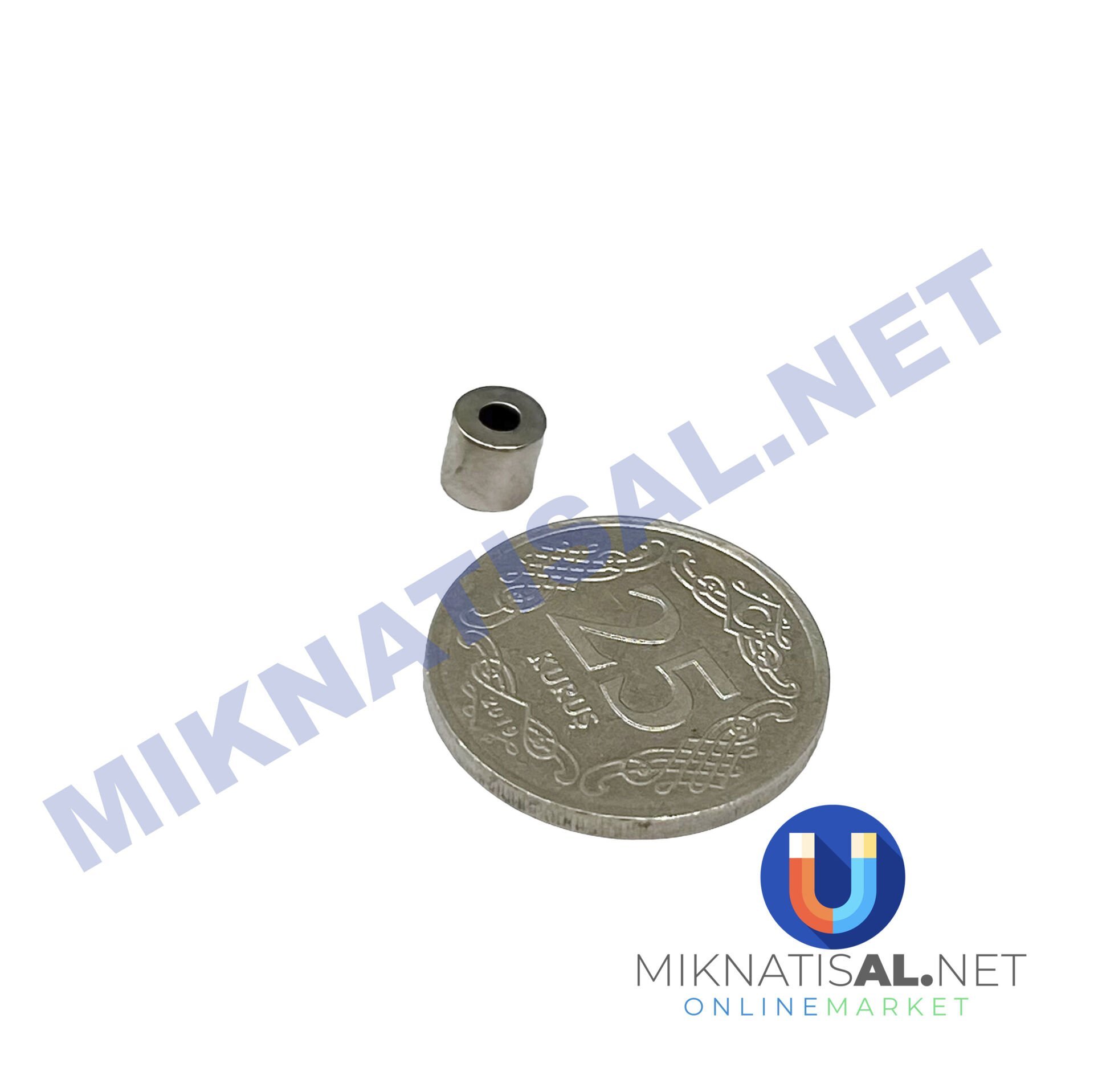 Çap 5mm X Delik Çapı 2mm X Kalınlık 5 mm N35 Halka Güçlü Mıknatıs